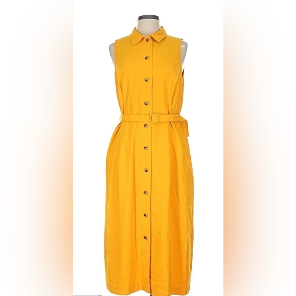 Yellow Sleeveless Button-Down Dress